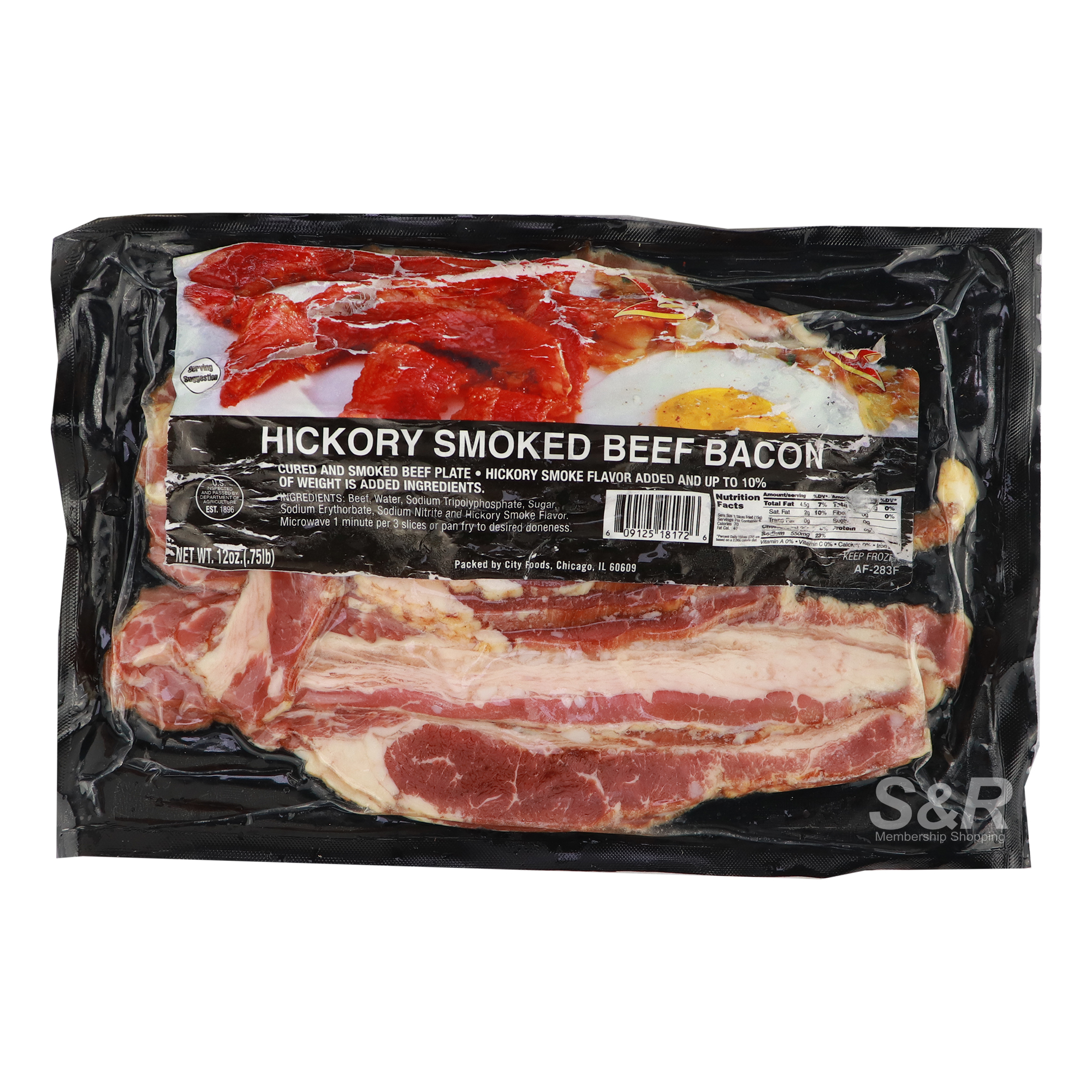 Chef's Pride Hickory Smoked Beef Bacon 340.19g Chef's Pride Hickory Smoked Beef Bacon 340.19g